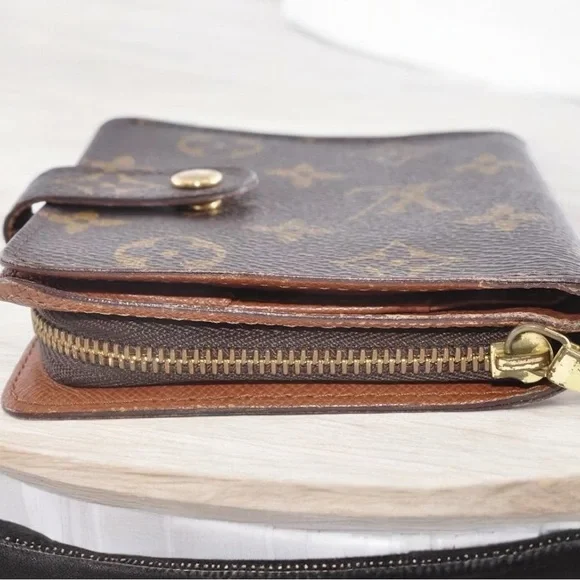 Louis Vuitton LV Monogram Bi-Fold Wallet Leather PVC Brown Used Auth 8B12330 - Picture 8 of 12